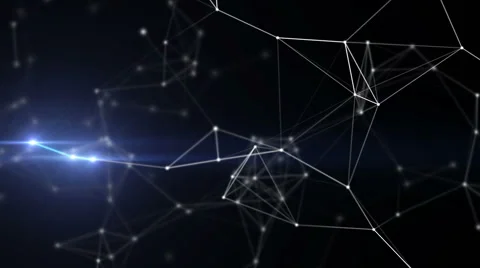 Blue plexus and lightning abstract technology and engineering motion background Video stock 68107835