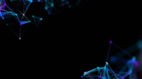 Blue plexus elements in the corners of the screen. Place for text. Black Stock Footage 88463920