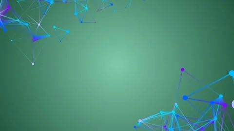 Blue plexus elements in the corners of the screen. Place for text. Light green Stock Footage 88464132