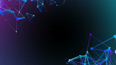 Blue plexus elements in the corners of the screen. Place for text. Multicolored Stock Footage 88464240