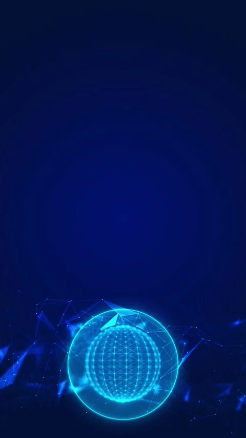 Blue plexus globe network wireframe sphere, connected polygon lines, glowing cyb Stock Footage 340566603