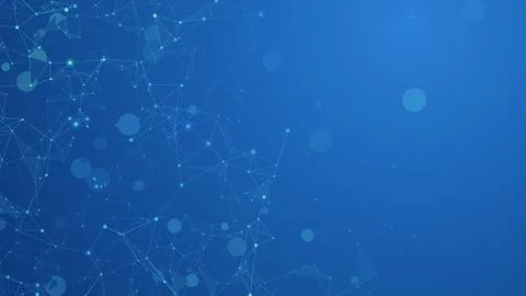 Blue plexus network with bokeh on navy, technology background Иллюстрация