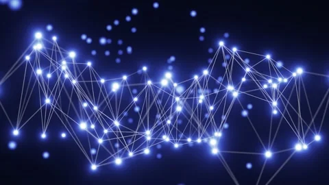 Blue plexus pattern with light particles rendered in UHD as motion background Stock Footage 163302685