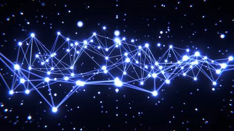 Blue plexus pattern with light particles rendered as background Stock Illustration