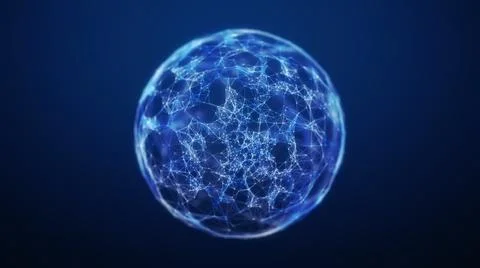 Blue Plexus Sphere Wire-frame Technology Background Stock Photos