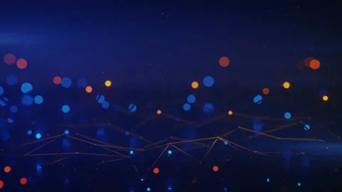 Blue plexus web with lines and glowing spheres loopable 3D render animation Stock Footage 159776440