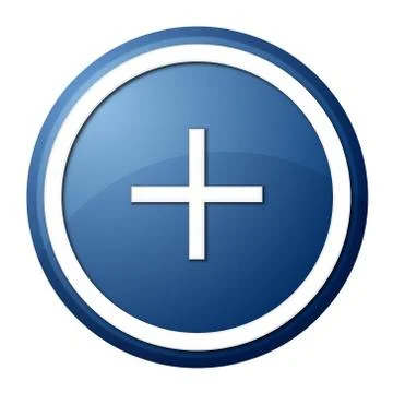 Blue plus button Illustrazione stock