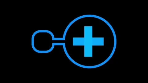 Blue Plus Sign Icon on Black Background icon. 库存影片 281183449