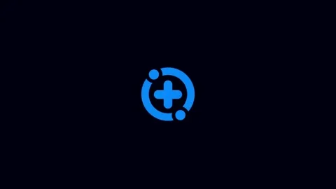 Blue Plus Sign Inside Circle with Two Dots Icon on Dark Blue animation Back.. Stock Footage 321855788