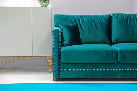 Blue Plush Sofa Stock-Fotos