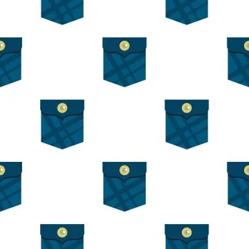 Blue pocket with a button pattern flat Stockillustratie