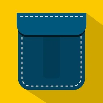 Blue pocket icon, flat style Stock Illustration