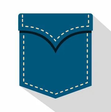 Blue pocket symbol icon, flat style Stock Illustration