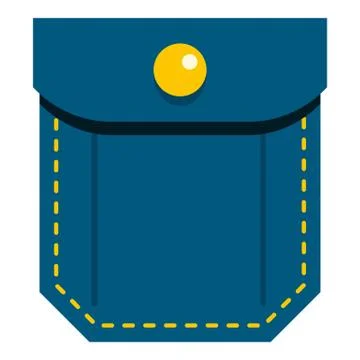 Blue pocket with yellow button icon isolated Illustrazione stock