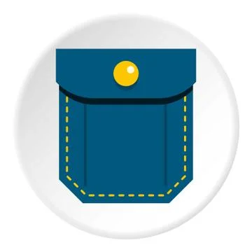Blue pocket with yellow button icon circle Stock Illustration