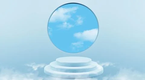 Blue podium 3D render mock up isolate montage photo with blue sky and soft Illustrazione stock