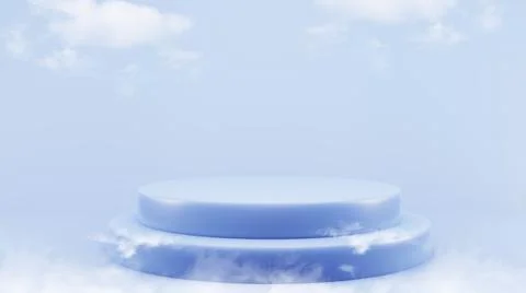 Blue podium 3D render mock up isolate montage photo with blue sky and soft Stock Illustration