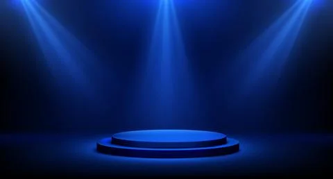 Blue podium stage with spotlight rays Stock Illustration