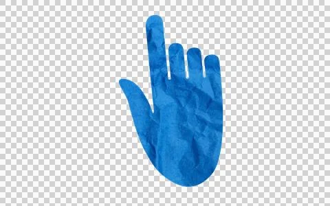 Blue pointing hand gesture icon isolated on white Stock Illustration