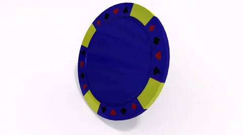 Blue poker chip rotate over white background Stock Footage 63768258
