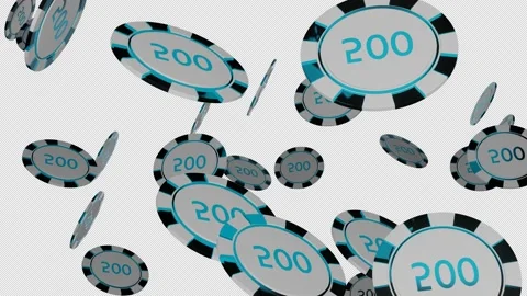 Blue poker chips falling down on transparent background. Online casino concept.  Stock Footage 170019060