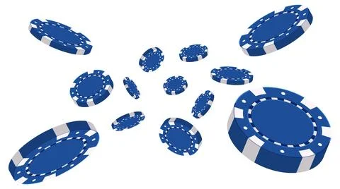 Blue Poker Chips Falling in Flat Vector Illustration Style 库存插图