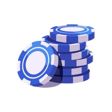 Blue poker chips stack. Casino illustration Illustrazione stock