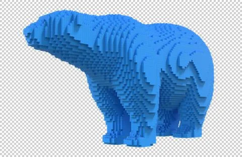 Blue polar bear from plastic blocks on a transparent background. Stock Illustration