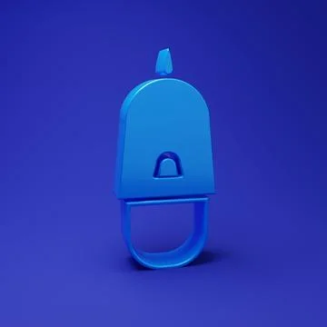 Blue Police cap with cockade icon isolated on blue background. Police hat s.. Stock Illustration