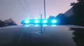 Blue police lights flashing on patrol car, emergency vehicle, law enforcement HD Footage