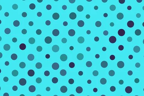 Blue polka dot pattern with dark blue dots on turquoise background Ilustração Stock