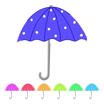 Blue polka dot umbrella representing protection and style graphic Illustration