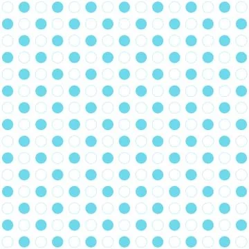 Blue polka dots seamless pattern on white background. Retro circles geometric Stock Illustration