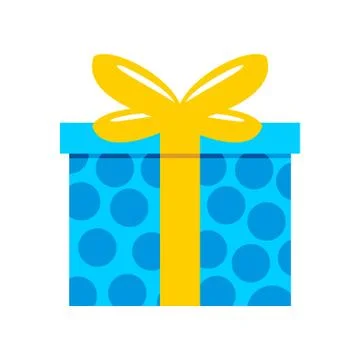 Blue Polkadot Gift Box Vector Illustration Stock Illustration