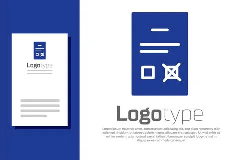 Blue Poll document icon isolated on white background. Logo design template Illustrazione stock