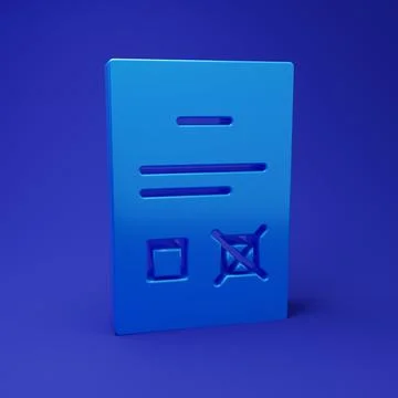 Blue Poll document icon isolated on blue background. Minimalism concept. 3D.. Stock Illustration
