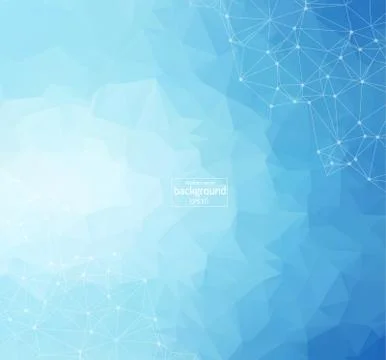 Blue polygon with geometric dots and lines,construction structure,business we Stock Illustration