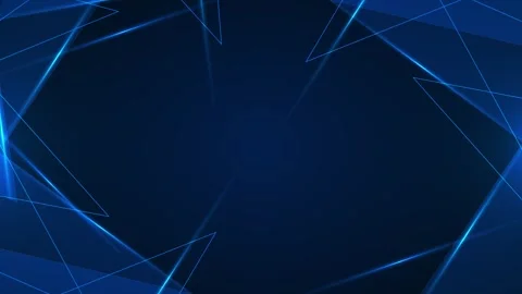 Blue polygon light glowing triangular outlines, dark geometric space, beams Stock Footage 334061473