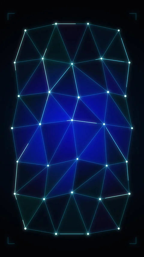 Blue polygon wireframe mesh network tech motion graphic loop Stock Footage 346643496