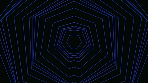 Blue Polygon Wireframe Tunnel With Hypnotic Geometric Depth Motion 스톡 동영상 343463208