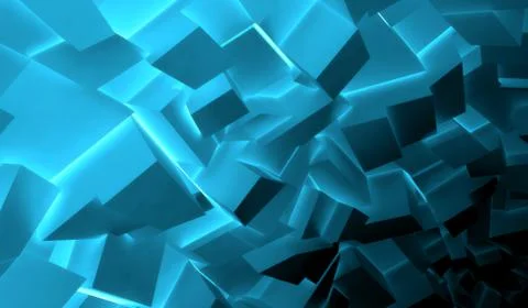 Blue polygonal blocks pattern, 3d render Stock Illustration