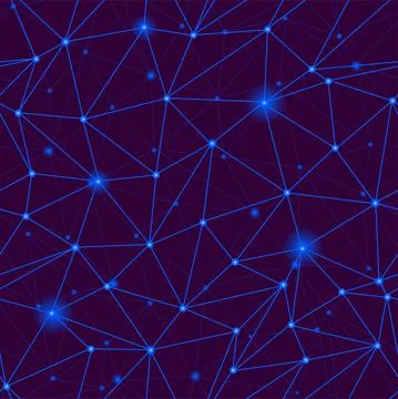 Blue polygonal network grid seamless pattern. Abstract Modern Technology line Illustrazione stock