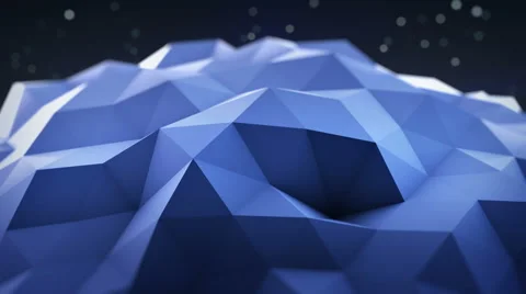 Blue polygonal shape vibrating seamles loop 3D render 4k UHD (3840x2160) Stock Footage 63838815
