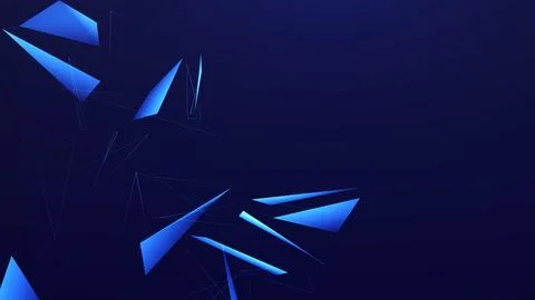 Blue polygonal shapes on deep background with clean copy space, futuristic .. Stock Illustration