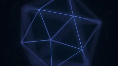 Blue polygonal solid. 3D rendering Illustrazione stock