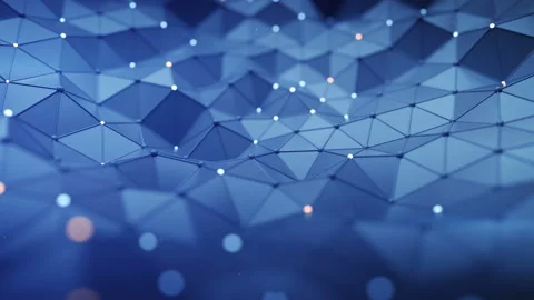 Blue polygonal space with connected nodes and lines loopable 3D render Stock Footage 140004133