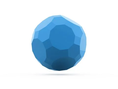 Blue polygonal sphere rendered isolated on white background Stock Illustration