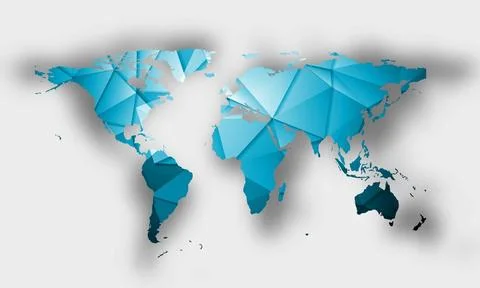 Blue polygonal world map with shadow Blue polygonal world map with shadow.... 스톡 사진