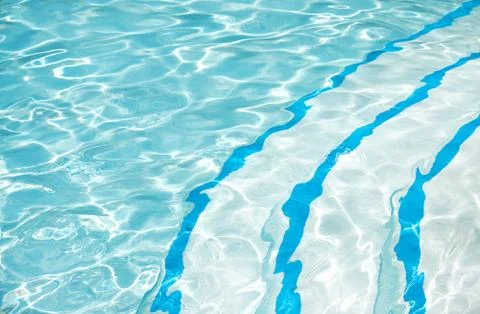 Blue pool with curved steps Stock Photos