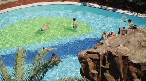 Blue pool in hotel. The top view. Stock Footage 10160603